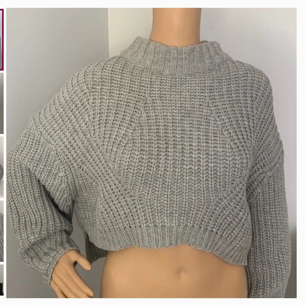 Gracia Grey Knit Cropped Sweater